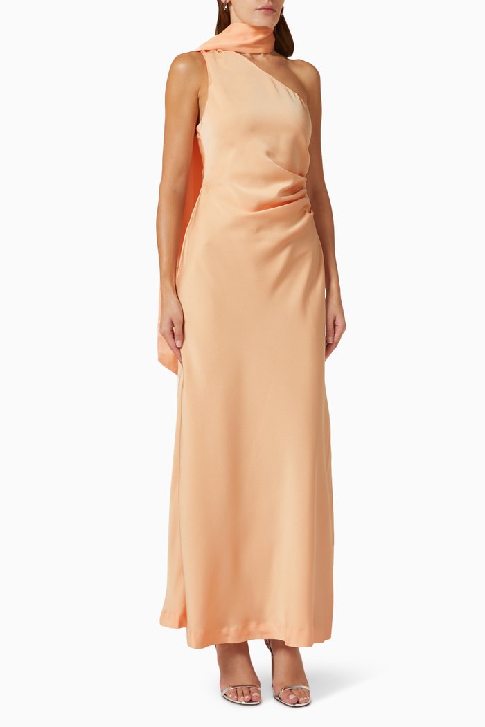 

Ellison Maxi Dress in Satin, Orange