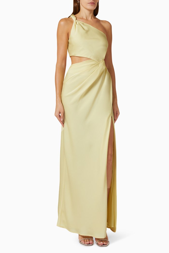 Kristin Maxi Dress in Satin, Yellow