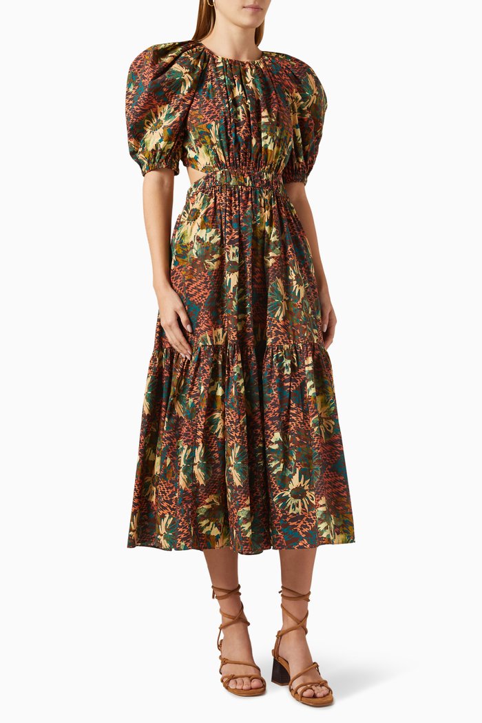 

Claire Midi Dress in Cotton-poplin, Multicolour