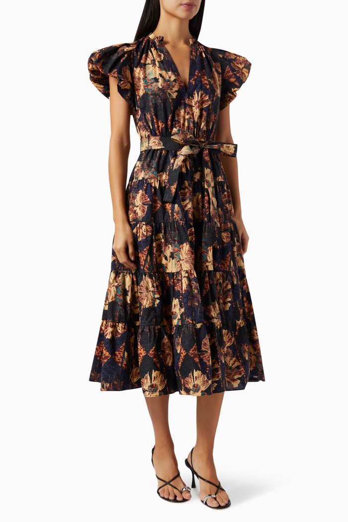 

Ottilie Midi Dress in Cotton, Multicolour