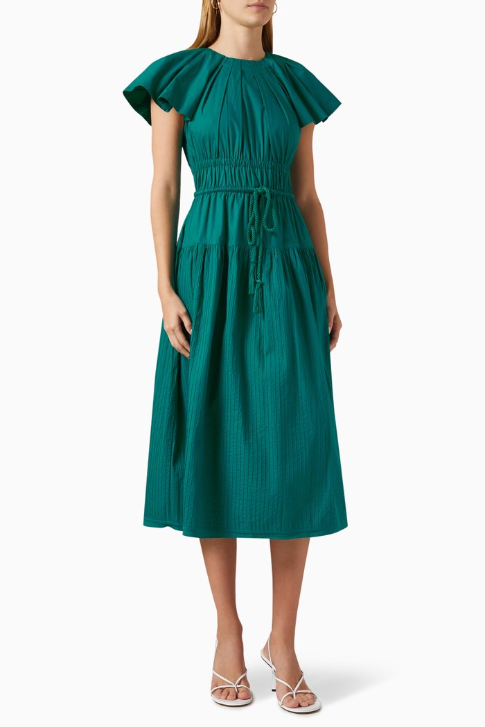 

Darlene Midi Dress in Cotton-poplin, Green