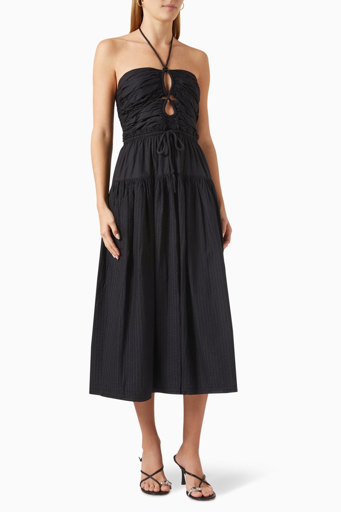 

Emmaline Midi Dress in Cotton-poplin, Black
