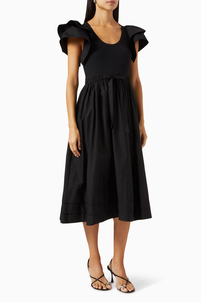 

Louise Dress in Jersey & Poplin, Black