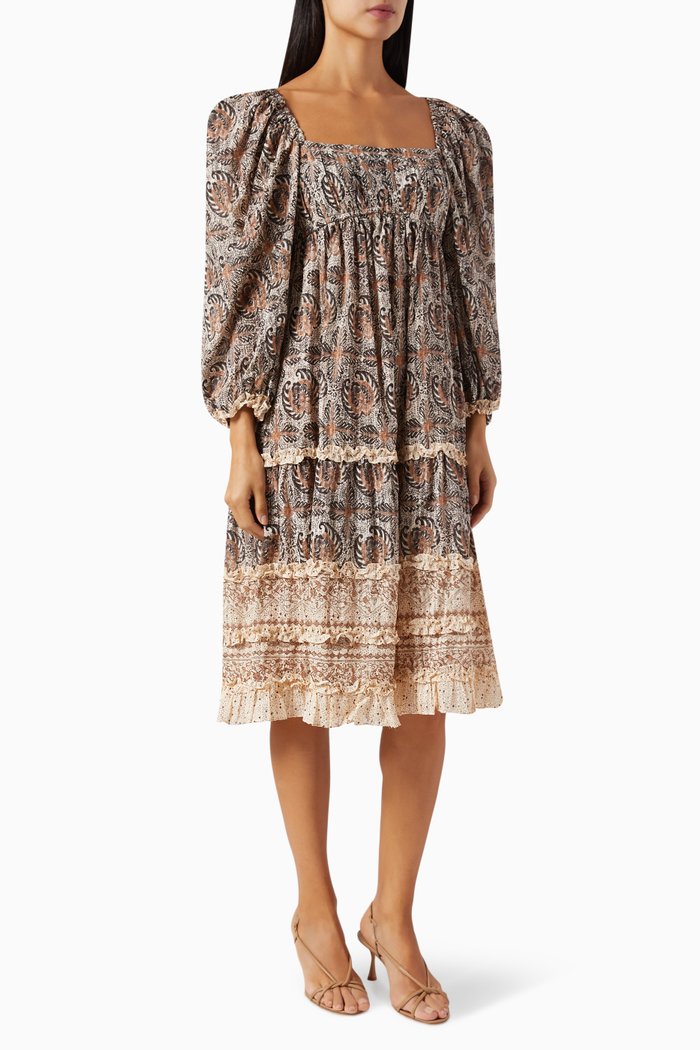 

Aina Midi Dress in Cotton-viscose, Multicolour