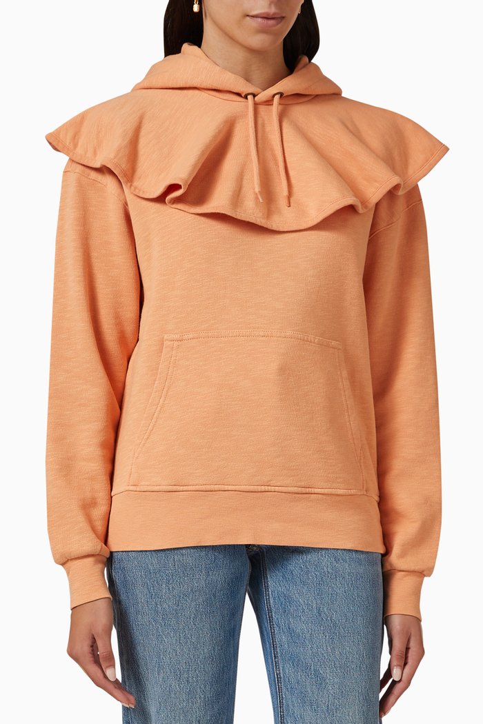 

Lolla Ruffle-collar Hoodie in Cotton-fleece, Orange