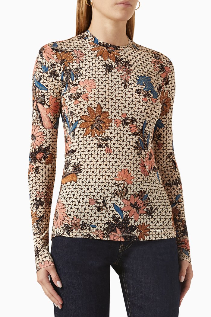 Eve Printed Top in Tricot, Multicolour