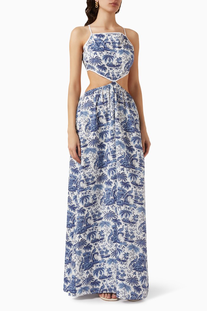 

Myla Cut-out Maxi Dress in Cotton-poplin, Blue