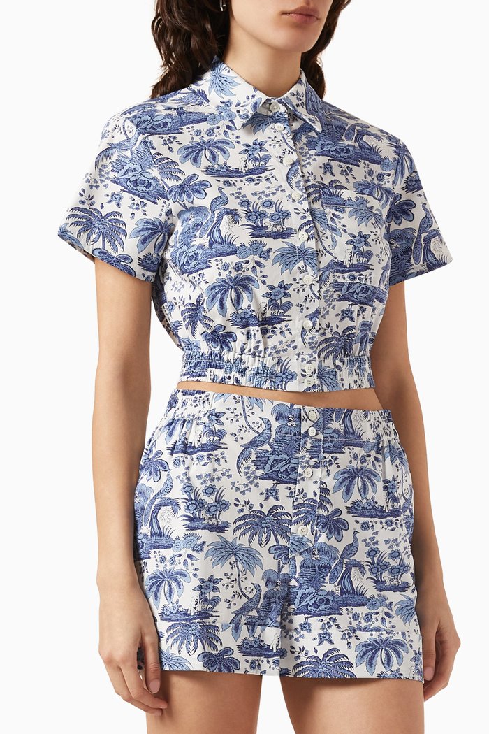 

Transit Crop Top in Cotton-poplin, Blue