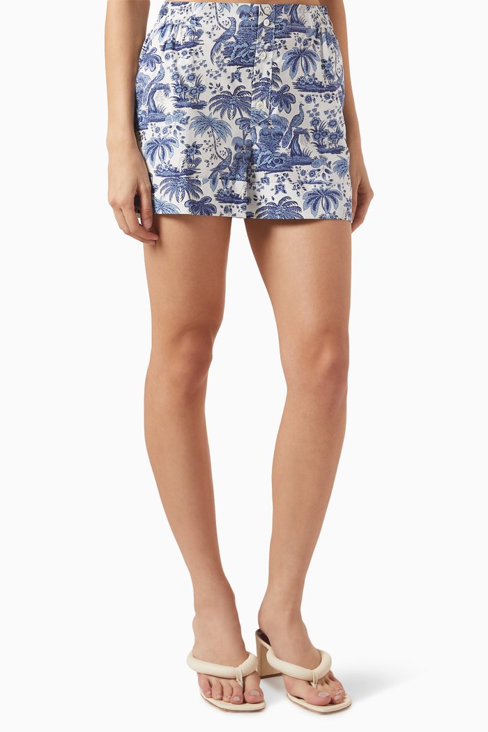 

Junket Printed Boxer Shorts in Cotton-poplin, Blue