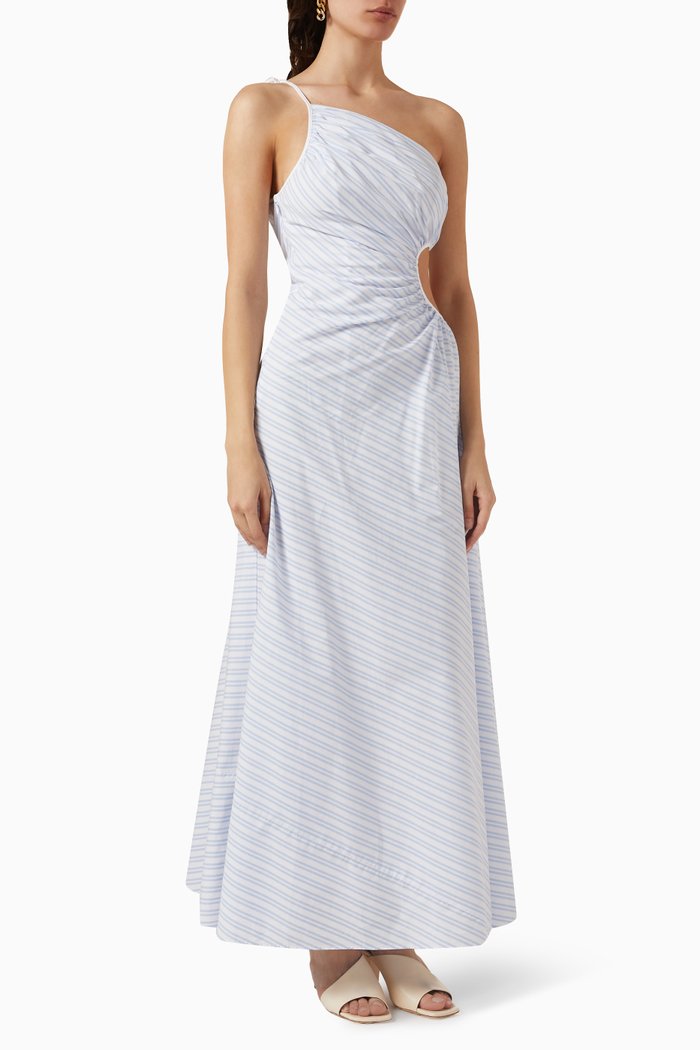 

Jayla One-shoulder Maxi Dress in Cotton-poplin, Blue