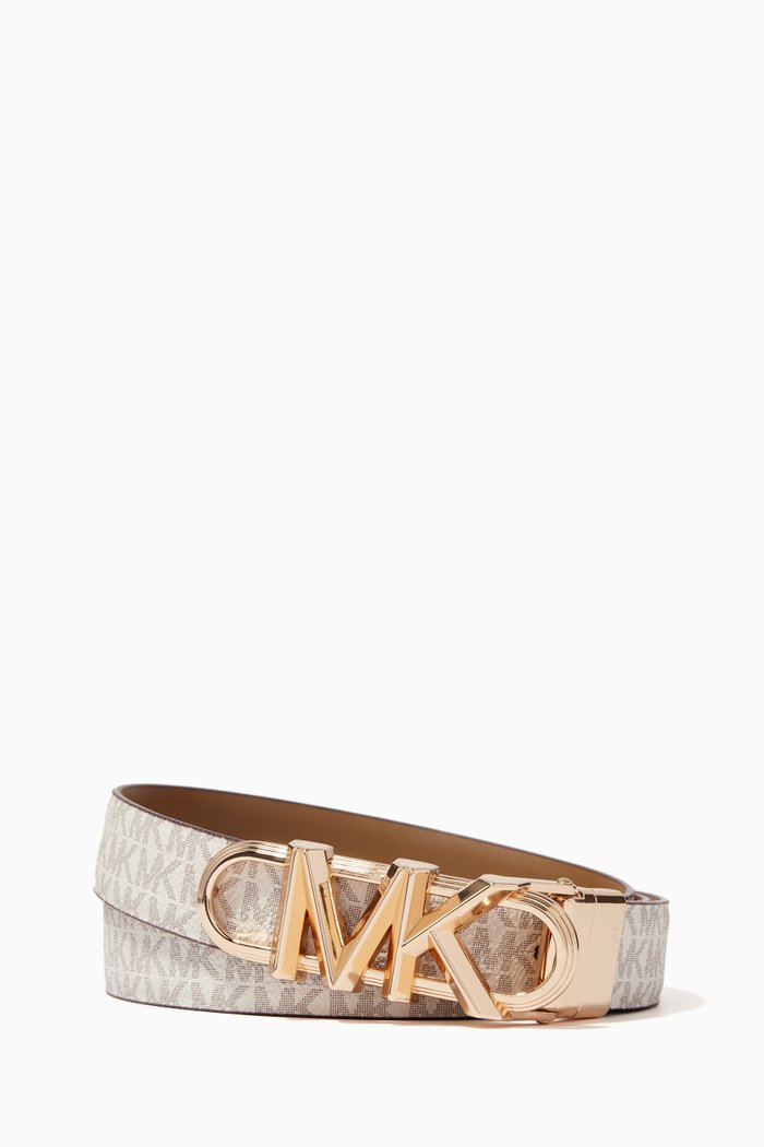 

MK Mongram Belt in Signature Canvas, White