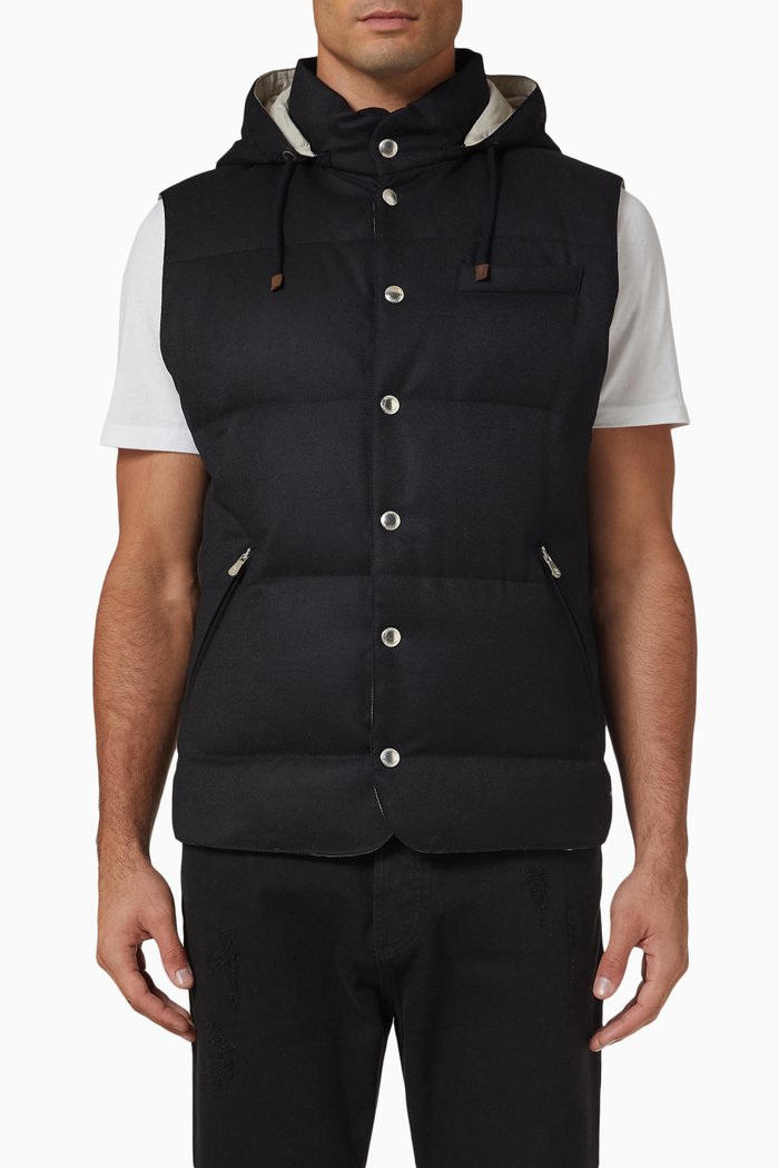 

Hooded Vest in Padded Nylon, Black