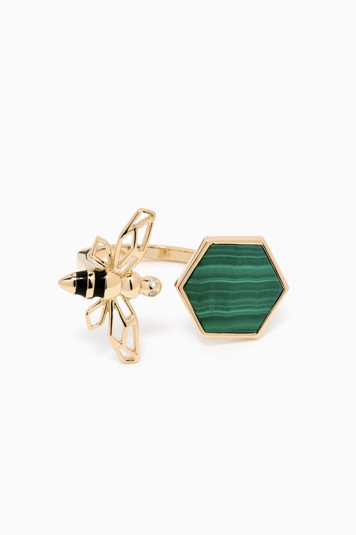 

Kheffah Diamond & Malachite Ring 18kt Yellow Gold