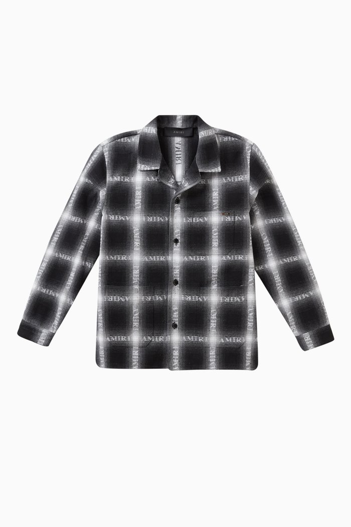 

Plaid Logo Pyjama Shirt in Cotton, Black