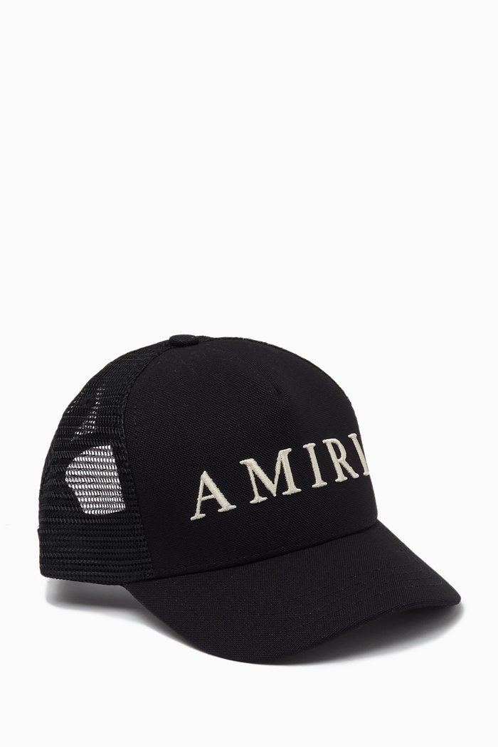 Logo Trucker Hat in Cotton, Black