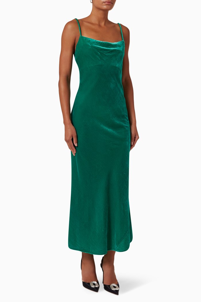 

Jemima Maxi Dress in Satin, Green