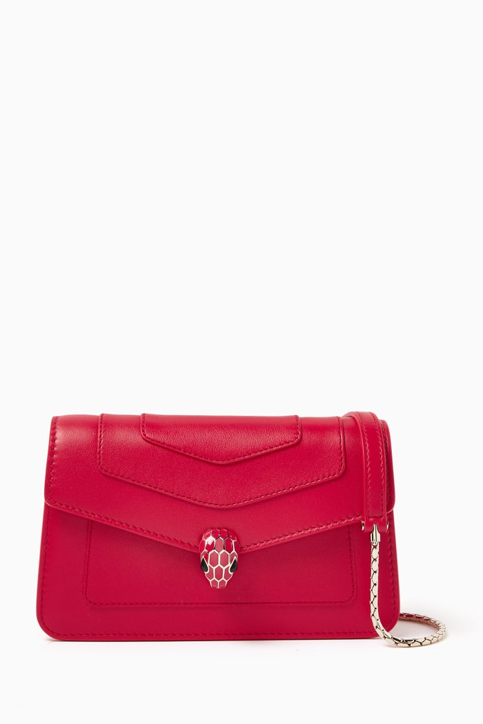 

Serpenti Forever Chain Wallet in Calfskin, Red