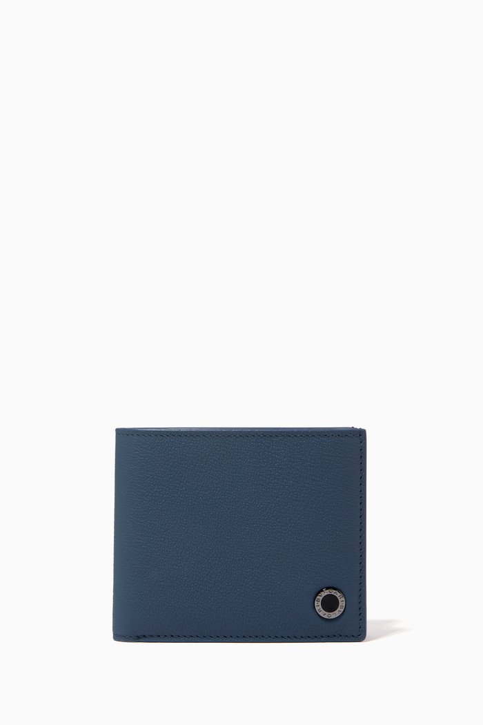 

Bvlgari Bvlgari Card Holder in Urban Grain Leather, Blue