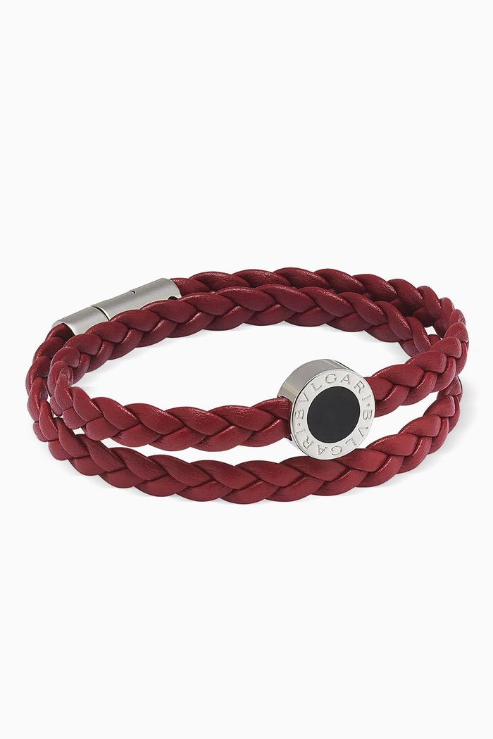 

BVLGARI BVLGARI Braided Bracelet in Leather, Red