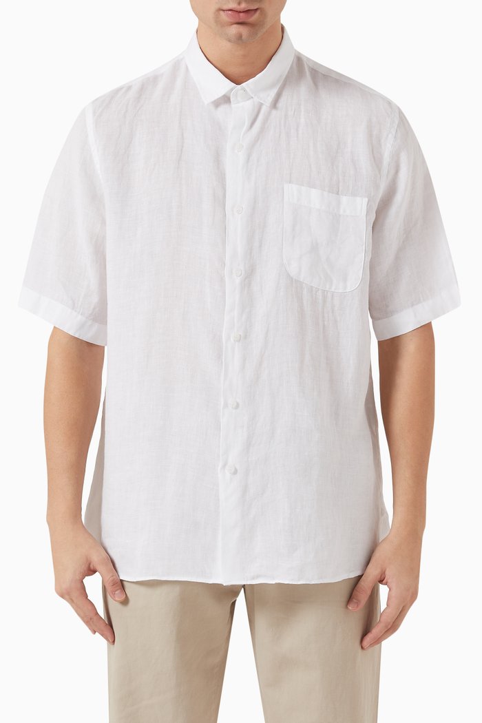 

Patch Pocket Shirt in Linen, White