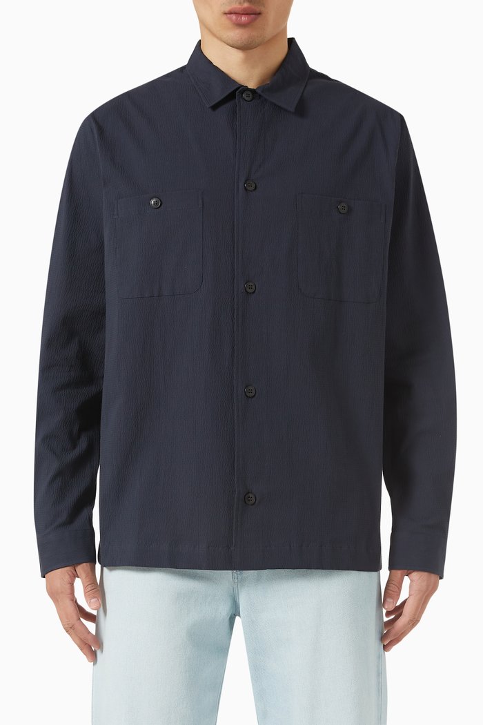 

Textured Overshirt in Flannel, Blue