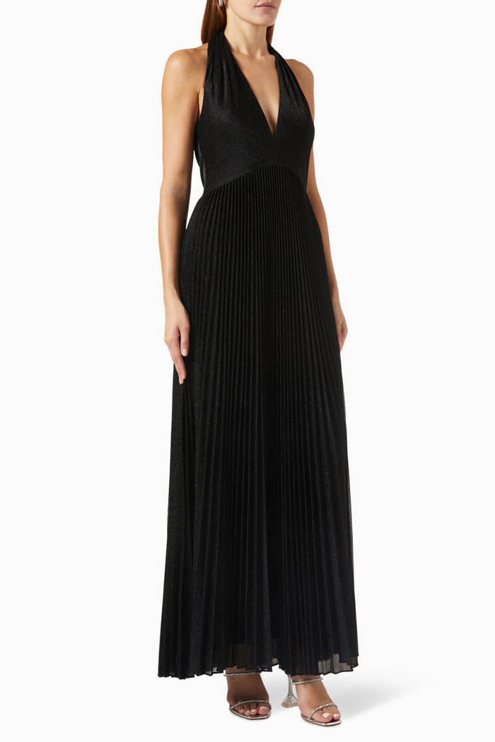 

Tiffany Halterneck Gown in Shimmer Jersey, Black