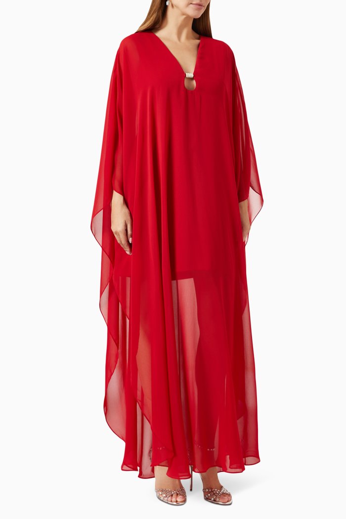 

Paula Gown in Stretch Crepe & Chiffon, Red