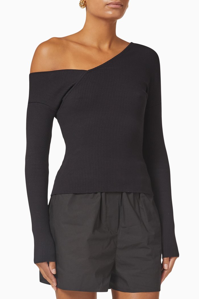 

Alloy Rib Tilted Top in Viscose Jersey, Black