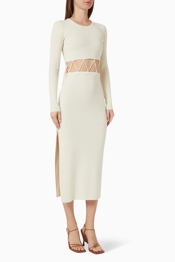 

Lace-up Dress in Viscose Knit, White