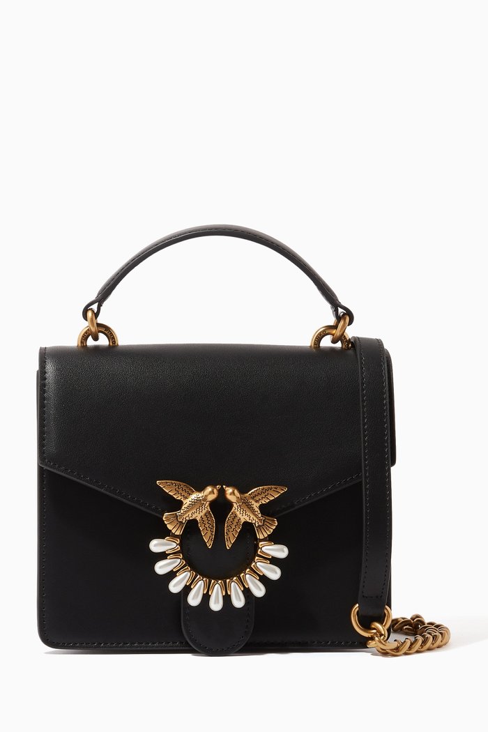 

Love Mini Top Handle Simply Jewel Bag in Leather, Black