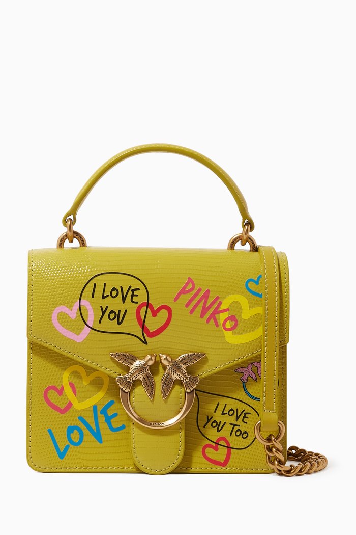 

Mini Love Street Art Top Handle Bag in Lizard-embossed Leather, Multicolour