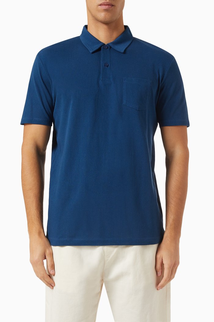

Riviera Polo Shirt in Cotton Mesh, Blue