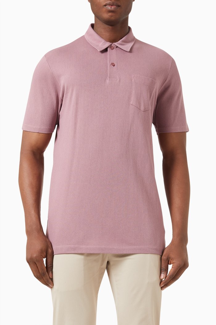 

Riviera Polo Shirt in Cotton Mesh, Pink