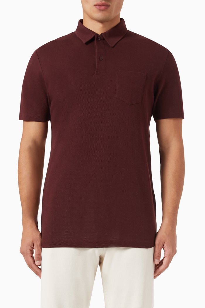 

Riviera Polo Shirt in Cotton Mesh, Red