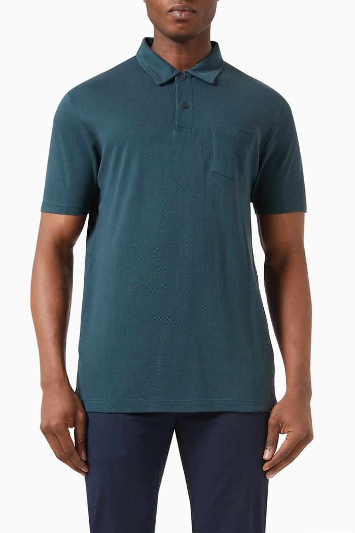 

Riviera Polo Shirt in Cotton Mesh, Green