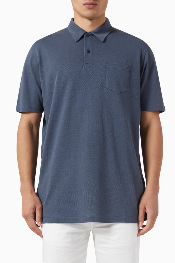 

Riviera Polo Shirt in Cotton Mesh, Blue