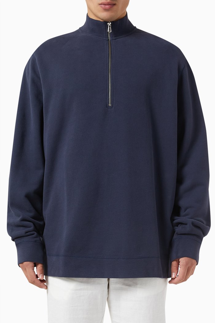 

Half Zip Loopback Sweatshirt in Cotton, Blue