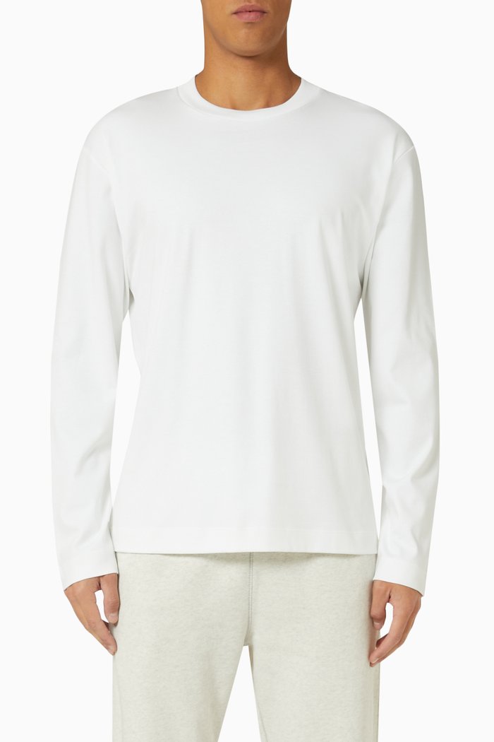 

Long-sleeve T‑shirt in Carbon Brushed Cotton, White