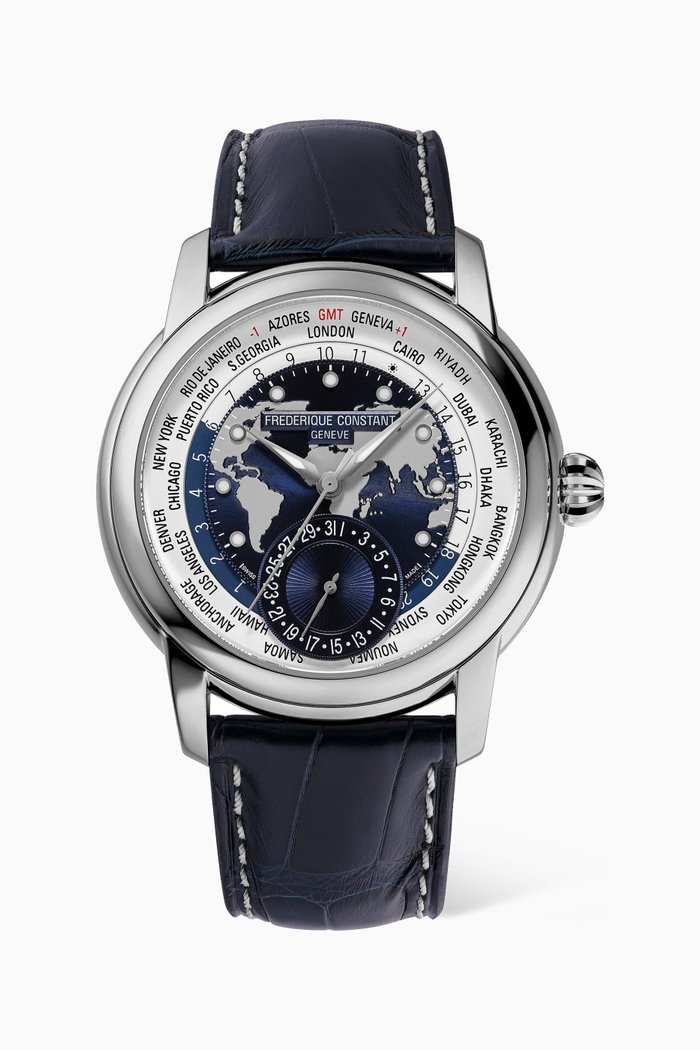 

Classics Worldtimer Manufacture Automatic Leather Watch, 42mm, Blue