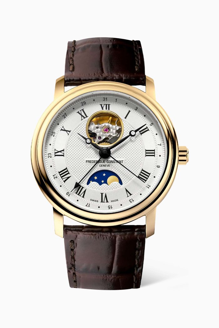

Classics Heart Beat Moonphase Date Leather Watch, 40mm, Gold