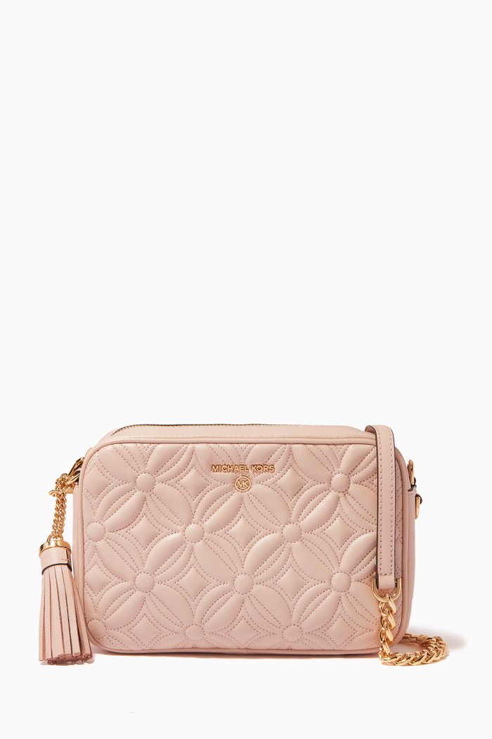 

Jet Set Medium Camera Bag in Quilted Faux Leather, Pink