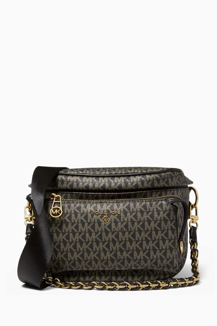

Slater Medium Sling Crossbody Bag in Metallic Signature Monogram Canvas, Multicolour