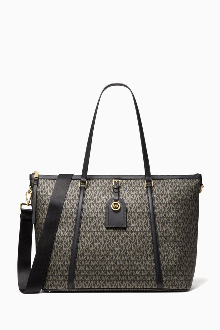 

Heritage Large Tote Bag in Metallic Signature Monogram Canvas, Multicolour