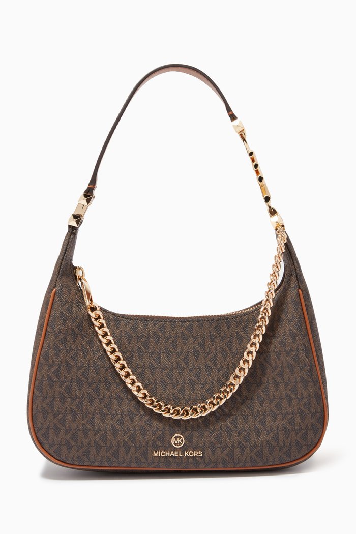 

Piper Small Logo Shoulder Bag in Signature Monogram Canvas, Multicolour
