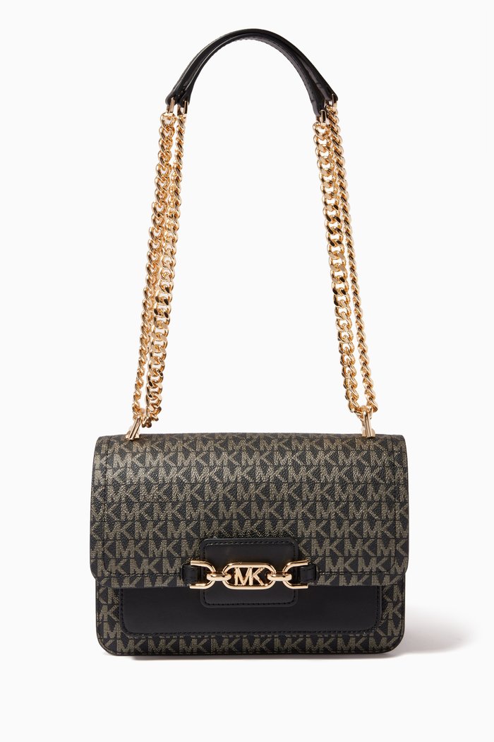 

Heather Large Shoulder Bag in Logo Canvas, Multicolour