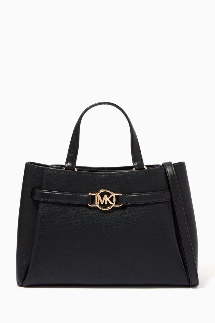 

Angelina Medium Satchel Bag in Calf Leather, Black