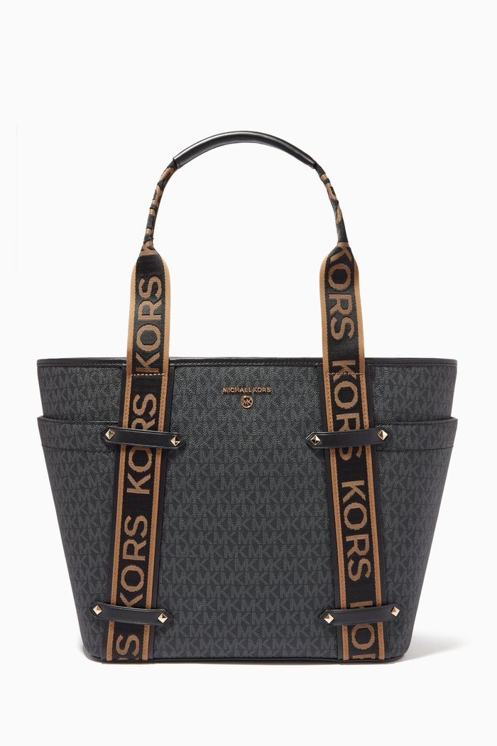 

Maeve Large Tote Bag in Signature Monogram Canvas, Black
