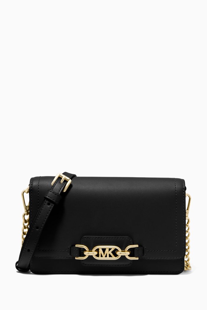 

Heather Small Crossbody Bag in Leather, Black