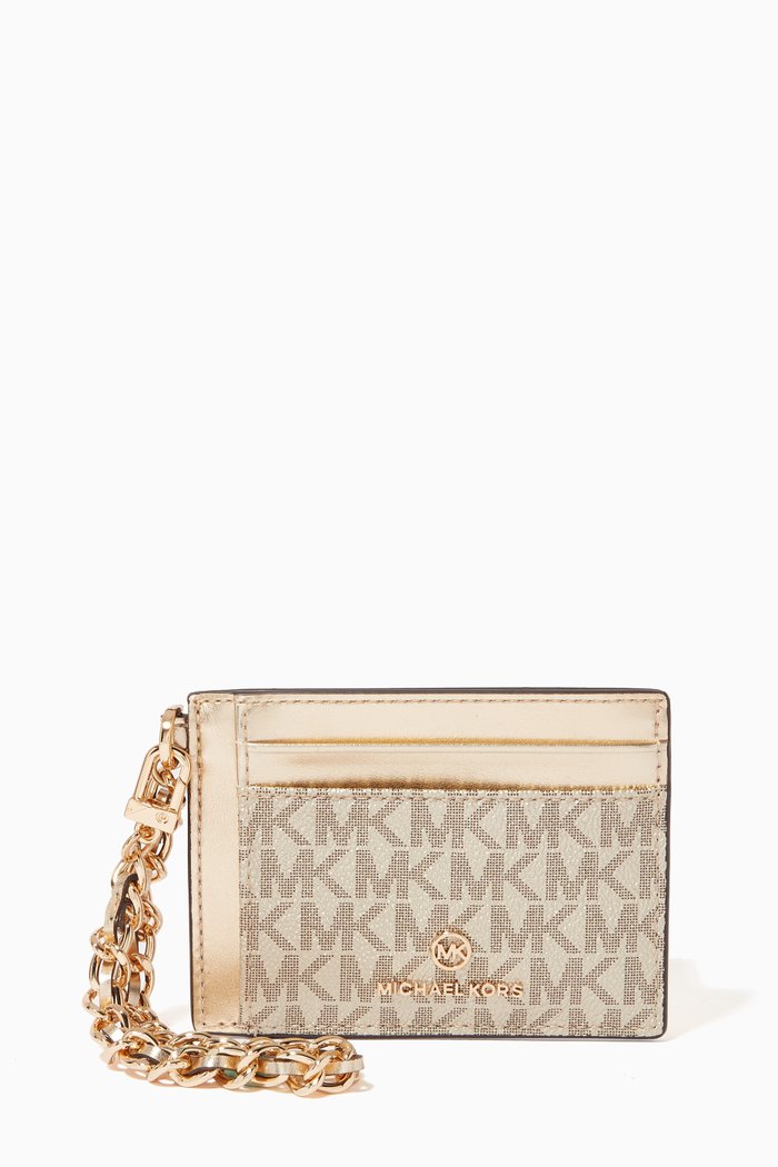 

Jet Set Charm Chain Card Case in Coated-canvas & Leather, Gold