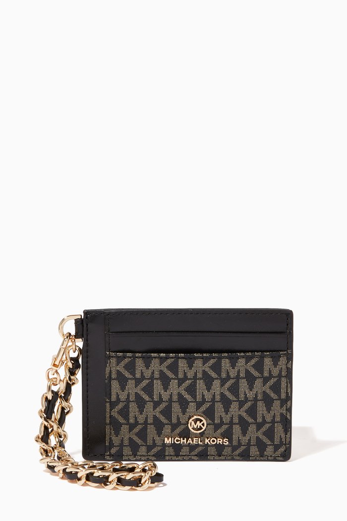 

Jet Set Charm Chain Card Case in Coated-canvas & Leather, Multicolour
